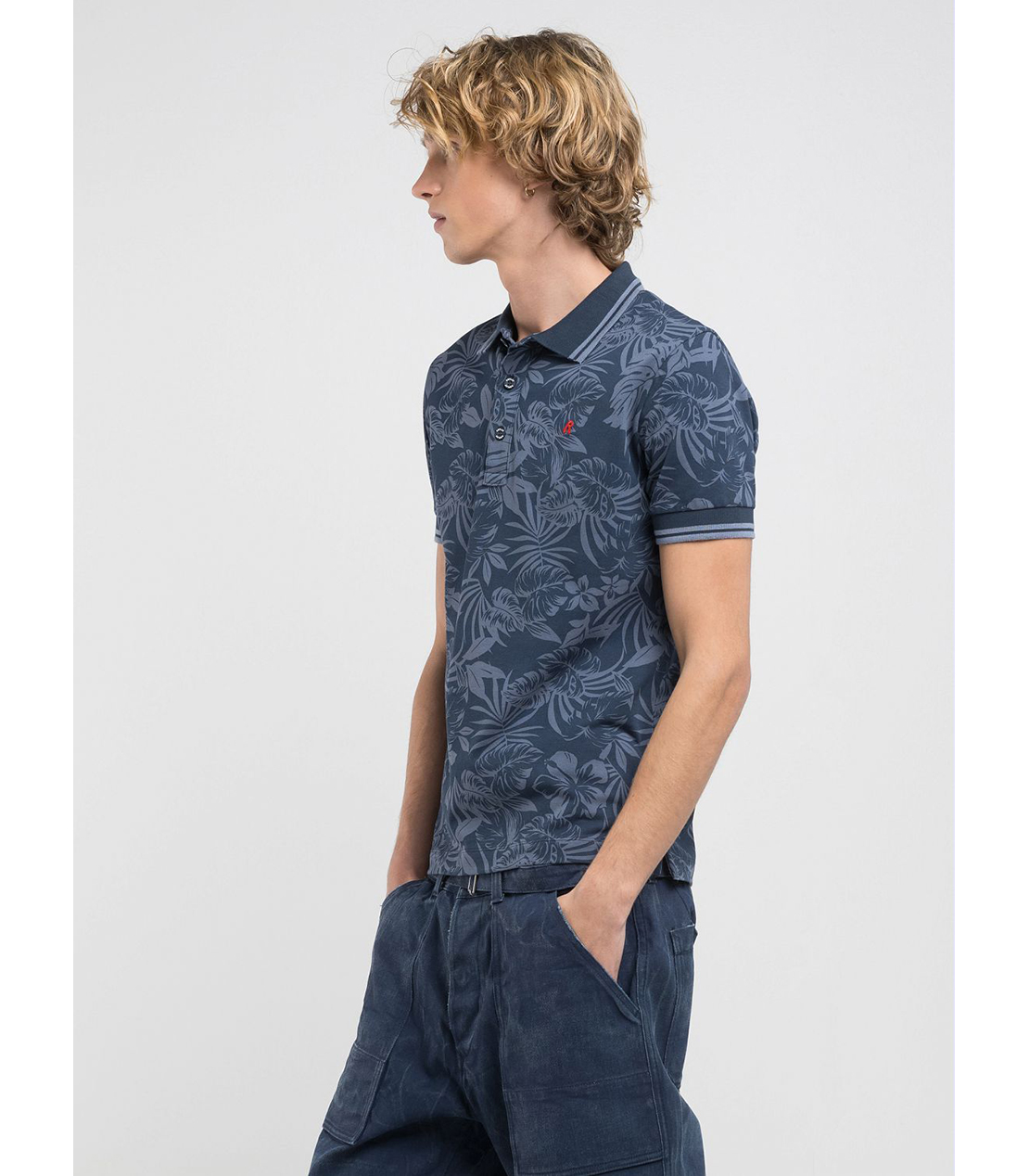 ボタニカルプリントコットンピケ ポロシャツ 詳細画像 ネイビー 2